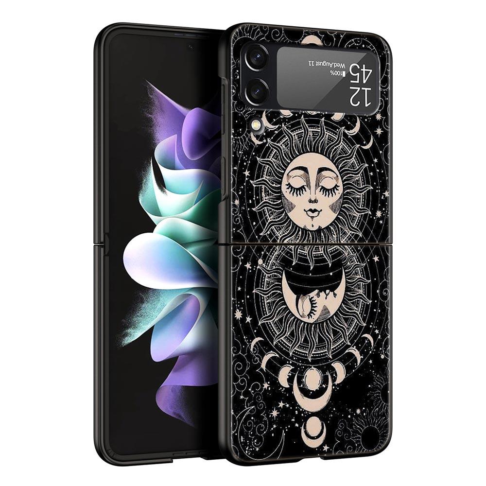 Planet and starry sky art Phone Case For Samsung Galaxy Z Flip3 Flip4 Flip5 PC Shell For Z Flip 3 4 5 Black Hard Folding Cover
