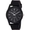 [citizen Q A] VS40 004 Analog Waterproof Urethane Strap Watch  Men S  Black  Black White Bar