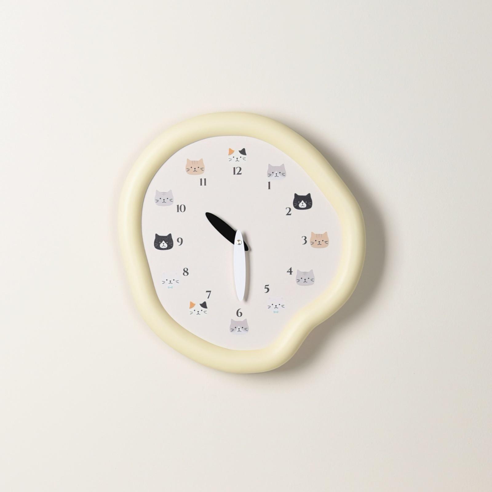 

Cute Cat Pet Children s Room Wall Clock Cartoon Home Decor Cream Wind Clock No Punch Silent Clock Cute Cat Cream Yellow - 33 × 35cm - SZ1-6-B