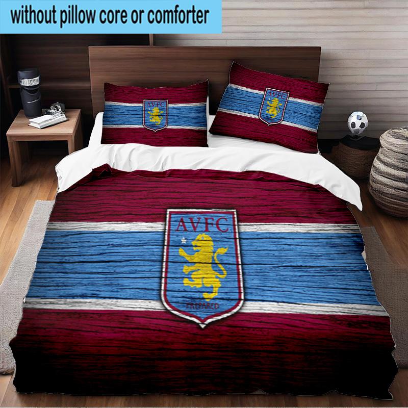 Football Villa Design 3PCS Print Bedding Set, Includes A Duvet Cover and Two Pillowcases for Bedroom, Dormitory, Suitable for All Seasons