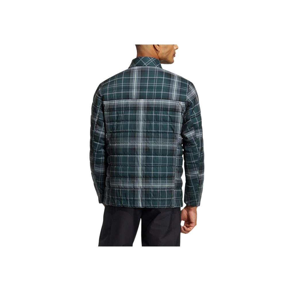 Adidas Plaid Print Logo Zip Long Sleeve Cotton Jacket Men Jacket Green HG8218