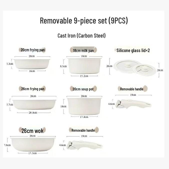 16-Piece Non-Stick Cookware Set with Detachable Handles
