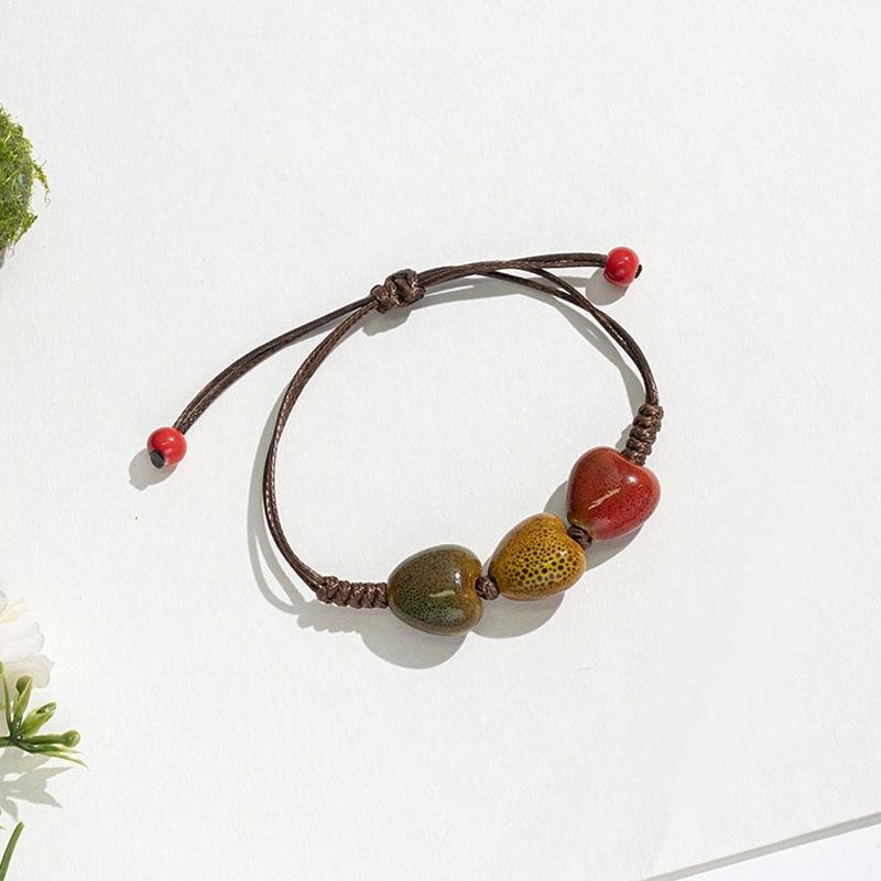 Retro Ethnic Style Ceramic Bracelet - Chinese-style Colorful Porcelain Beads Woven Bracelet