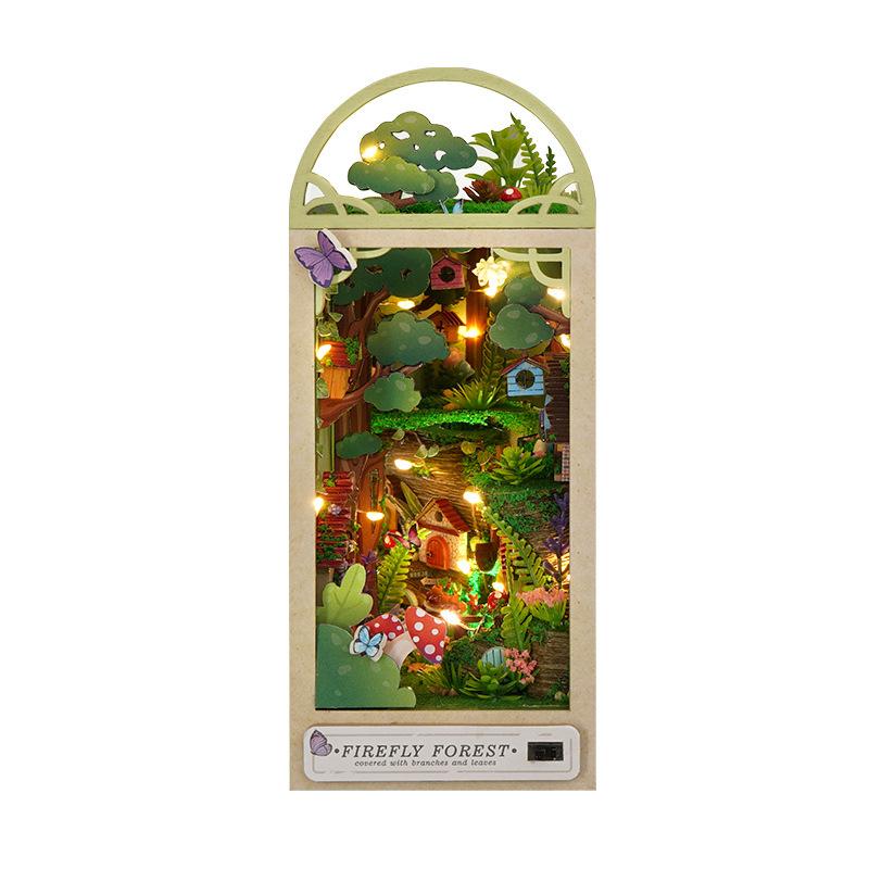 DIY Book Nook Kit Miniature Doll House With LED Light 3D Puzzle Model Building Wooden Bookshelf Bookend Toy Adults Birthday Gift