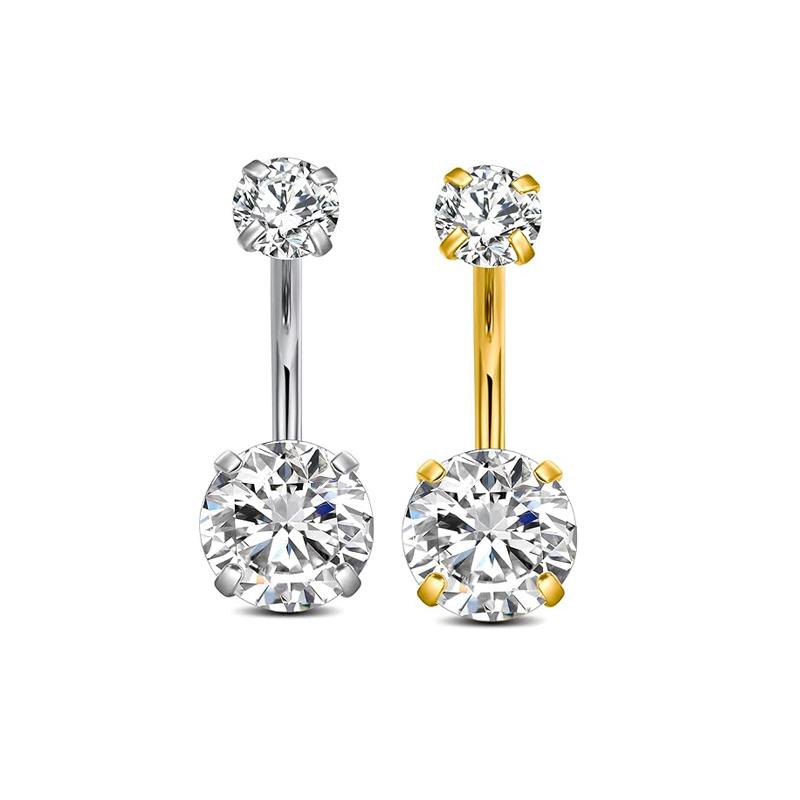 Butterfly-bow Dangled Navel Ring Piercing 14G Flower Heart Crystal CZs Belly Button Ring for Women Stainless Steel Belly Jewelry