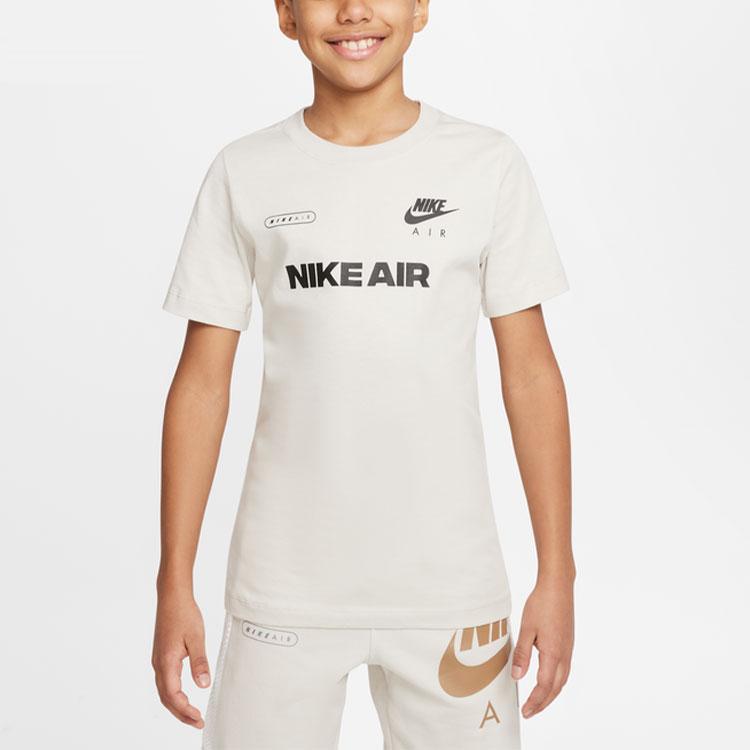 Nike Letter Print Round Neck Casual Comfortable Short Sleeve T-Shirt Kids Tops White DO1813-072