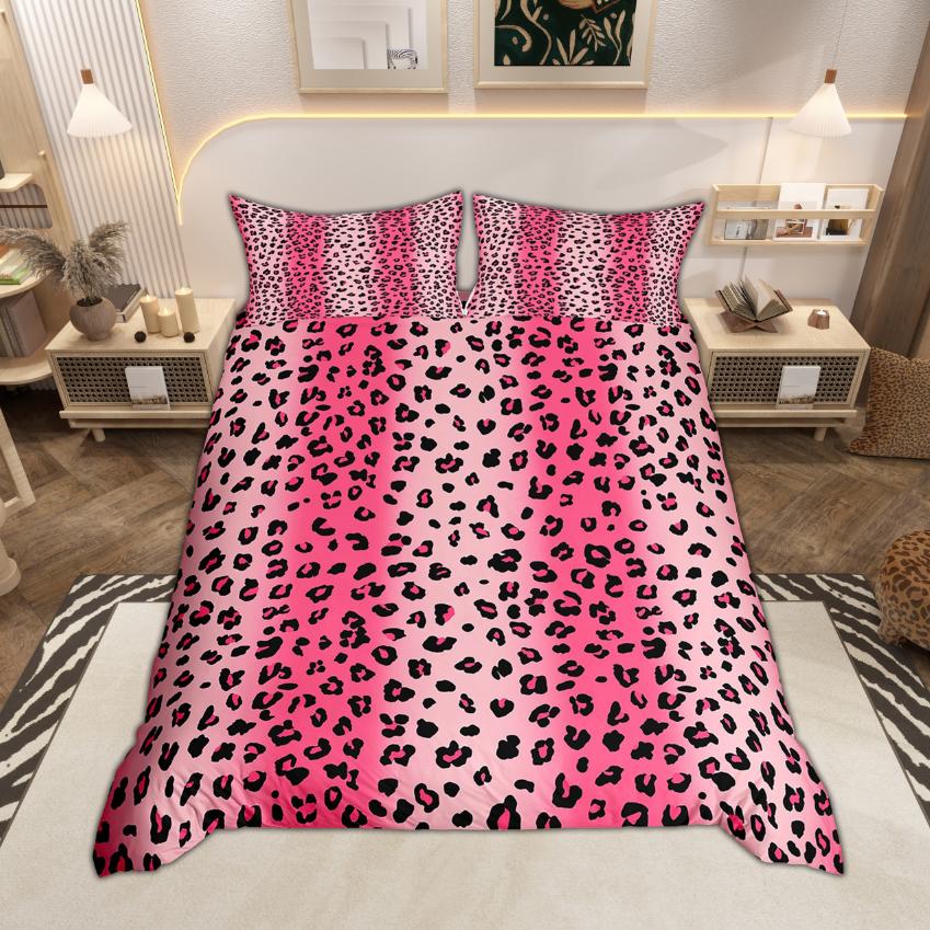 Homewish Leopard Print Duvet Cover Set Cheetah Print Quilt Cover Set Animal Theme Bedding Wildlife Bedroom Room