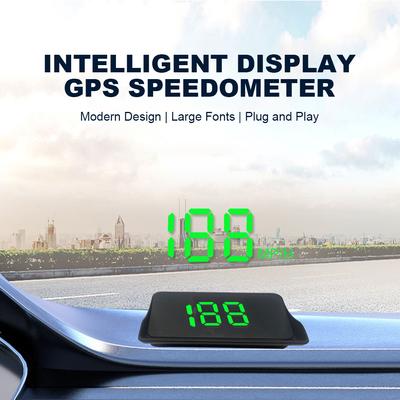 Velocímetro GPS de Fonte Grande Projeção de Velocidade no Para-brisa Display LED Carro GPS Detector MPH HUD Digital Inteligente Peças de Carro