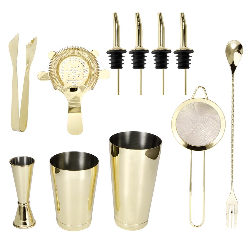 11Pcs/Set Cocktail Shaker Set Stainless Steel Wine Drink Mixer Bartender Tools for Home Bar Club