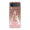 Letter Pink Shiny M R Phone Case For Samsung Galaxy Z Flip 3 4 5 Hard Folding Clear PC Bumper For Samsung Z Flip 6 Cover