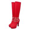 Size 34-43 Newest 2025 Knee High Boots Women Faux Suede Fashion Calf Boots Platform Square Heel Ladies Women'S Winter Boots