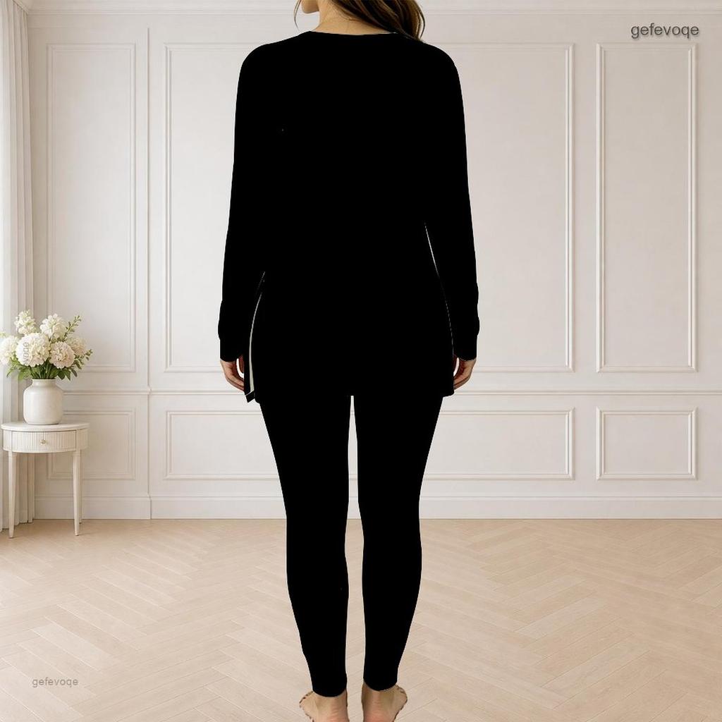 Women Plus Size Front Zip Long Sleeve Printed Long Top And Fitted Pants Two Piece Set