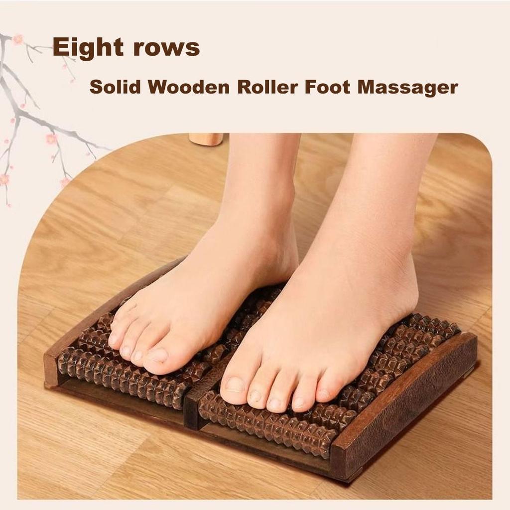 Eight Rows Solid Wooden Roller Foot Massager Pedicure Machine Foot Brush Wooden Feet Meridians Foot Massager