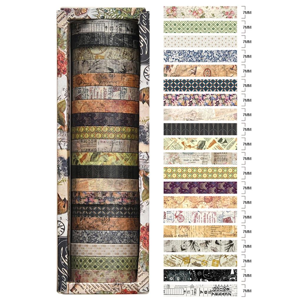 Songdao 20 Rolls Thin Retro Masking Tape Nostalgic Vintage Washi Washi Tape for DIY Crafts Set, Creativity, Tape, Women's Style, Packaging,
