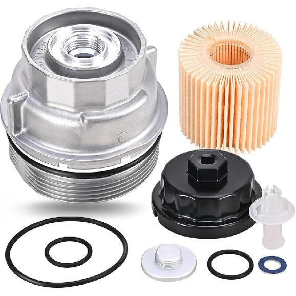 15620-31060 Oil Filter Housing Cap Assembly Kit for Toyota Rav4 Tundra 4Runner Camry Highlander Tacoma Lexus RX350 Aluminum Oil Filter with Wrench