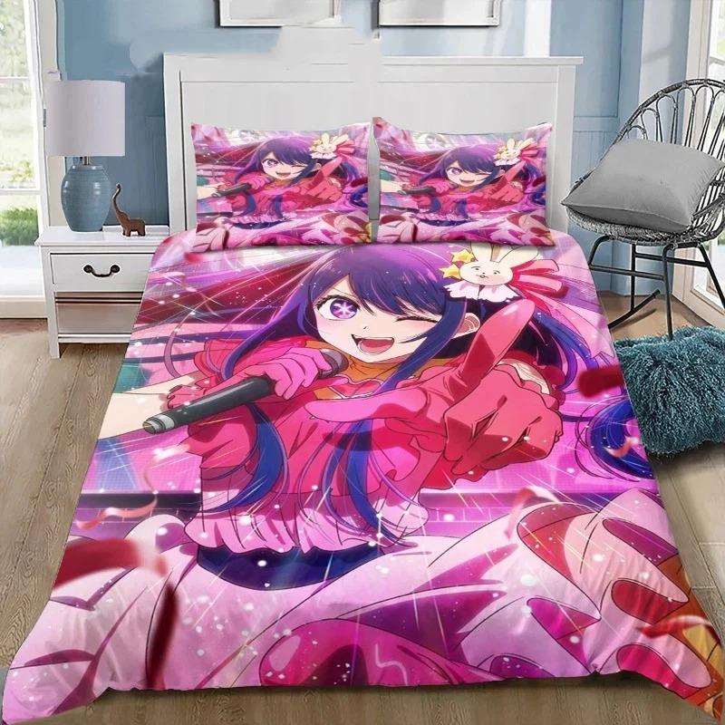 Anime Oshi No Ko Duvet Cover Pillowcase Bedding Set Kids Boy Girl Bedroom Decoration 2/3piece set Single/Double/Queen Large Size