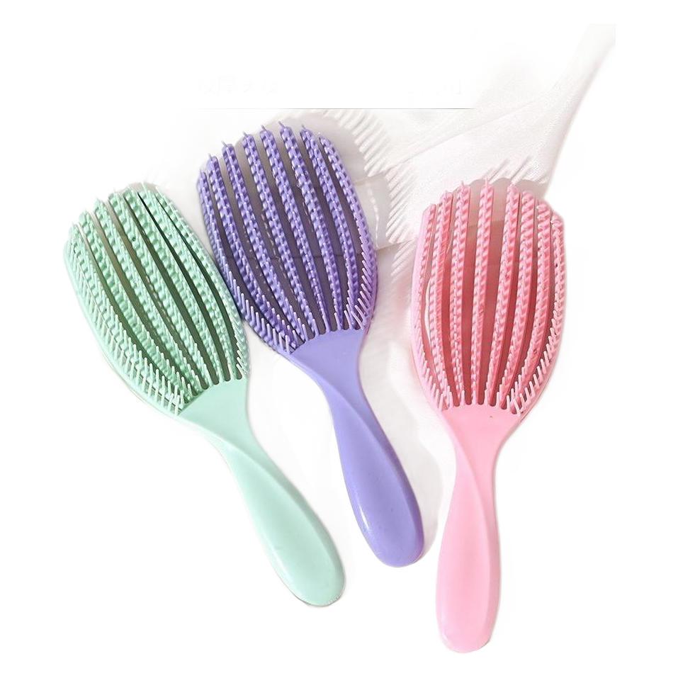 Shell Hollow Fluffy Styling Comb: Anti-Static, Gentle on Hair, Scalp Massaging Rib Comb for Dry & Wet Use.