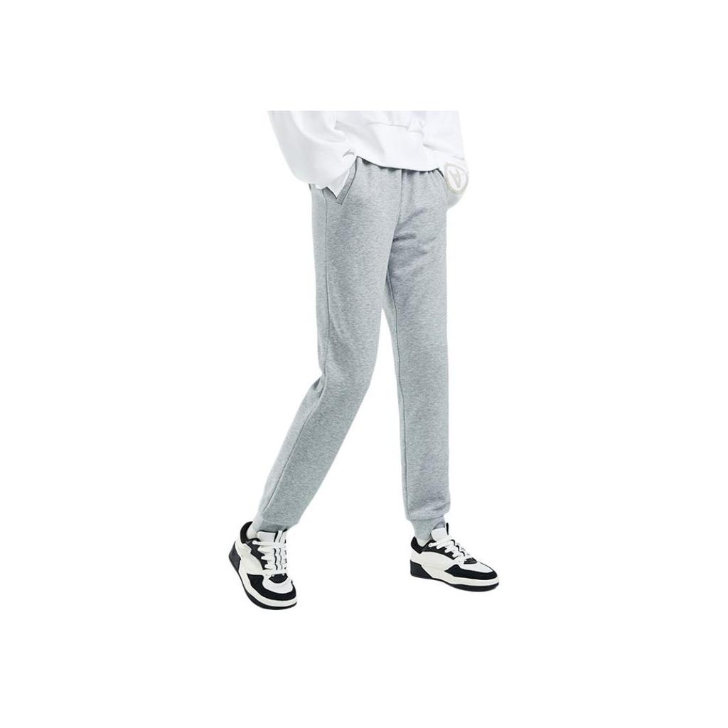 Anta Sports Lifestyle Series Breathable Drawstring Knitted Joggers Women Bottoms Gray 962517307S-2