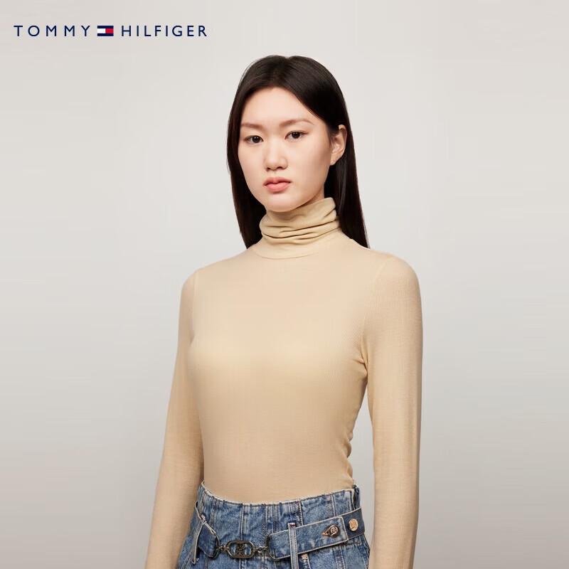 Tommy Hilfiger Women's Lyocell Blend High-Neck Long Sleeve T-Shirt