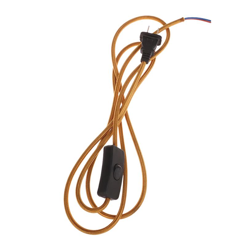 220V Wechselstromkabel mit Stecker Schalter Stoff Textilummanteltes Flexkabel Draht 1,8 Meter Verlängerungskabel für Tischlampe