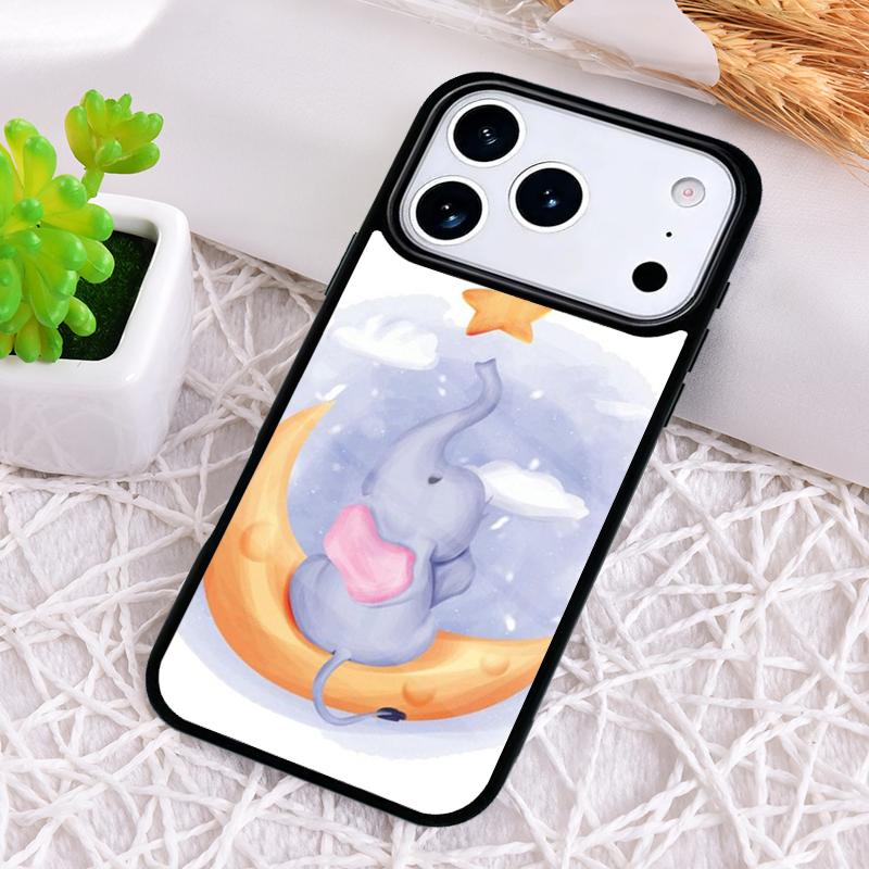 

Baby Elephant Moon Phone Case for iPhone 17 Air 16 15 11 12 14 13 Pro Max Shockproof Cover iPhone Air