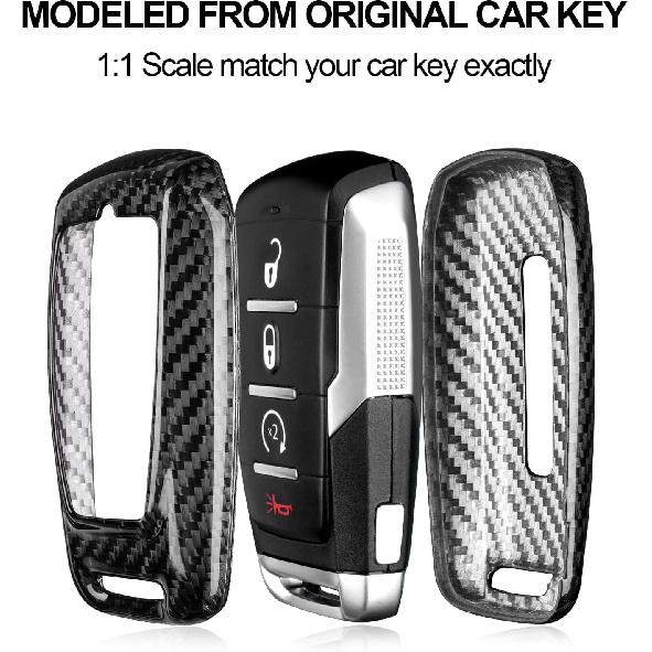 T-carbon Real Glass Fiber Key Fob Protector Keychain Compatible with Ram 1500 2500 3500 TRX Limited Rebel Bighorn Lonestar Laramie Key Fob Cover