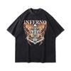 European And American Hiphop Retro Skull Print Washed Old Short-Sleeved T-Shirt Men'S And Women'S Vintage Hip-Hop Vintage