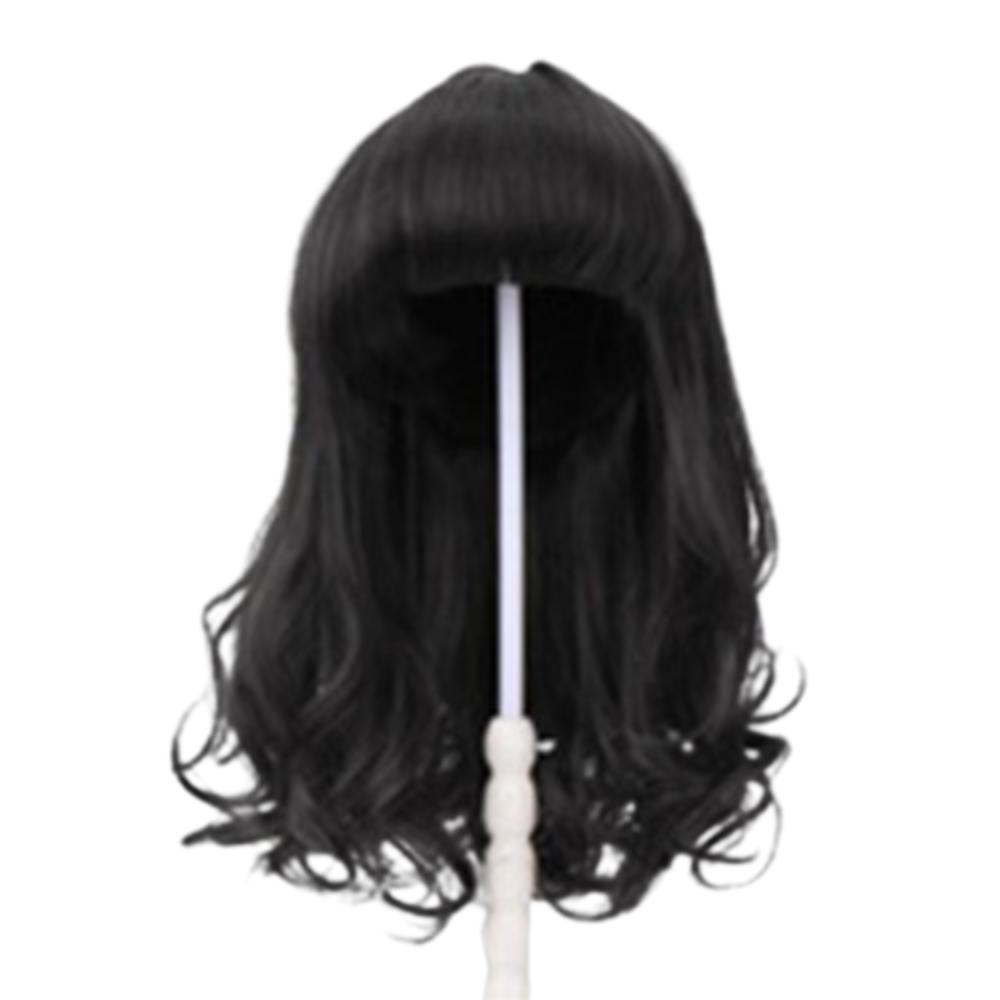 

Синтетические Детские Длинные Волнистые Кудрявые Волосы Детский Головной Убор Головной Убор для Куклы Реборн Подарки на День Рождения чёрный