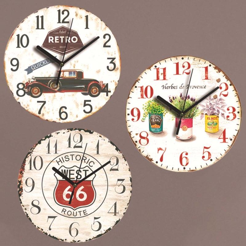 Wood Color Wall Clock Silent Non Ticking 9 Inch Battery Operated Round Easy To Read Clock for Home/Office/Kitchen