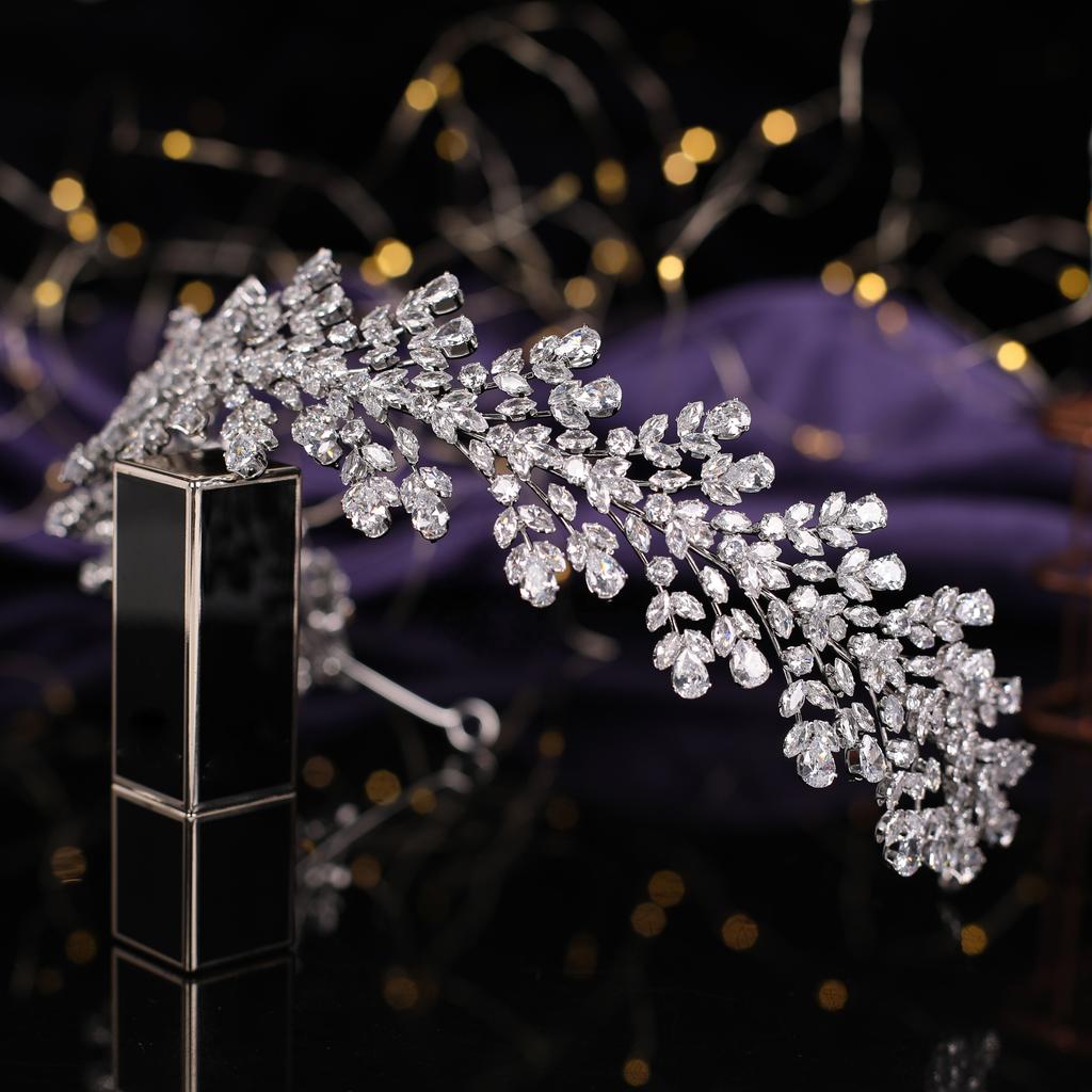 Echsio Crystal Hairbands Newest Bridal Fancy Wedding Clear Tiara for Women Jewelry Gift Party Romantic CZ Stone BC6070