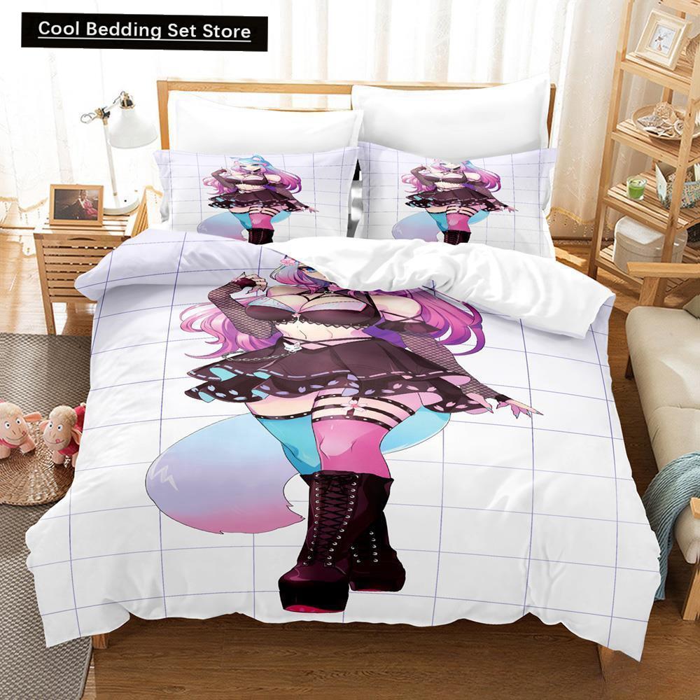3D Anime Sexy Girls Silvervale VTuber Bedding Set Single Twin Full Queen King Size Bed Set Adult Kid Bedroom Duvet Cover Sets