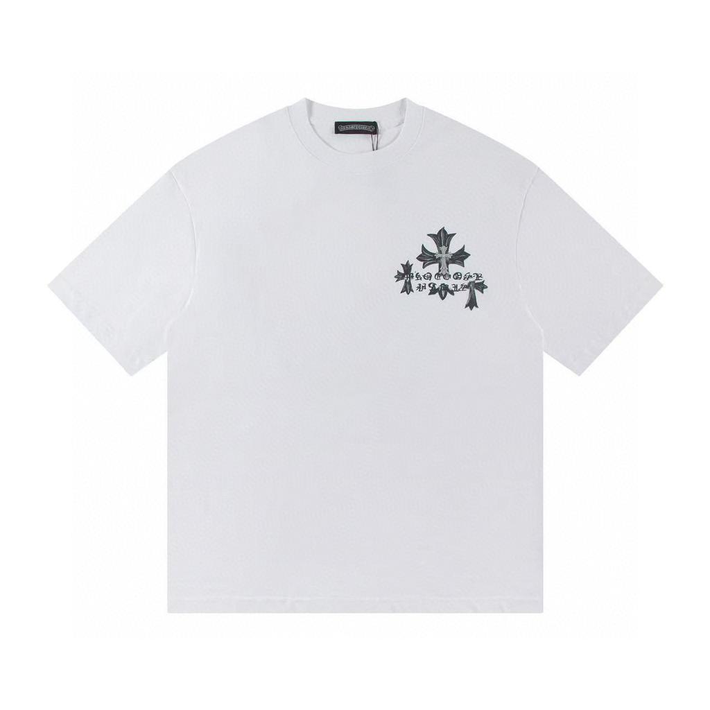W372 CHROME HEARTS 2025 Summer New High Quality Cotton Round Neck Loose Large Size Men's and Women's T-shirt Couple T-shirt