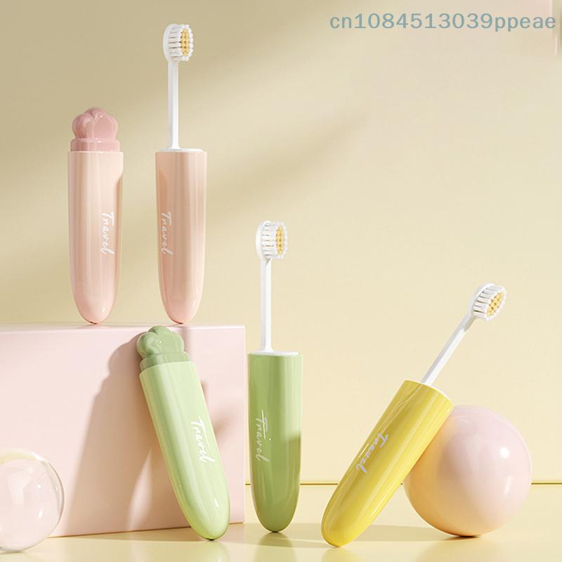 Soft Adult Toothbrush 2-in-1 Mini Travel Foldable Portable Small Dental Brush Space-Saving Portable Dental Care