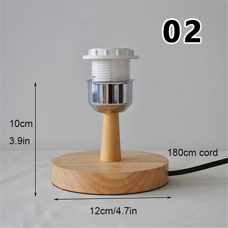 Circular Solid Wooden Base Holder with Cord On Off Switch for Table Lamp,plug In E27 Lamp Bedside Lamp Holder for Home Lighting