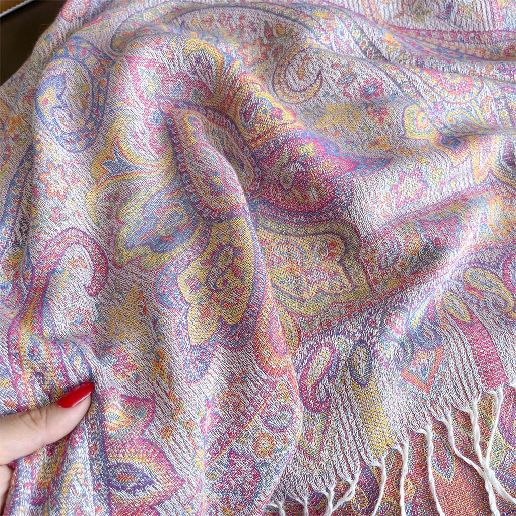 Winter Thick Warm Jacquard Scarf Outdoor Women Travel Retro Paisley Cashmere Tassel Shawl Neck Wrap Pashmina Muslim Hijab