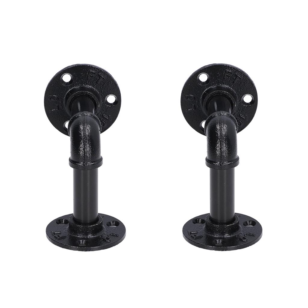 Pipe Shelf Brackets Iron Black Retro Wall Mounted Clapboard Support Frame Racks Set
