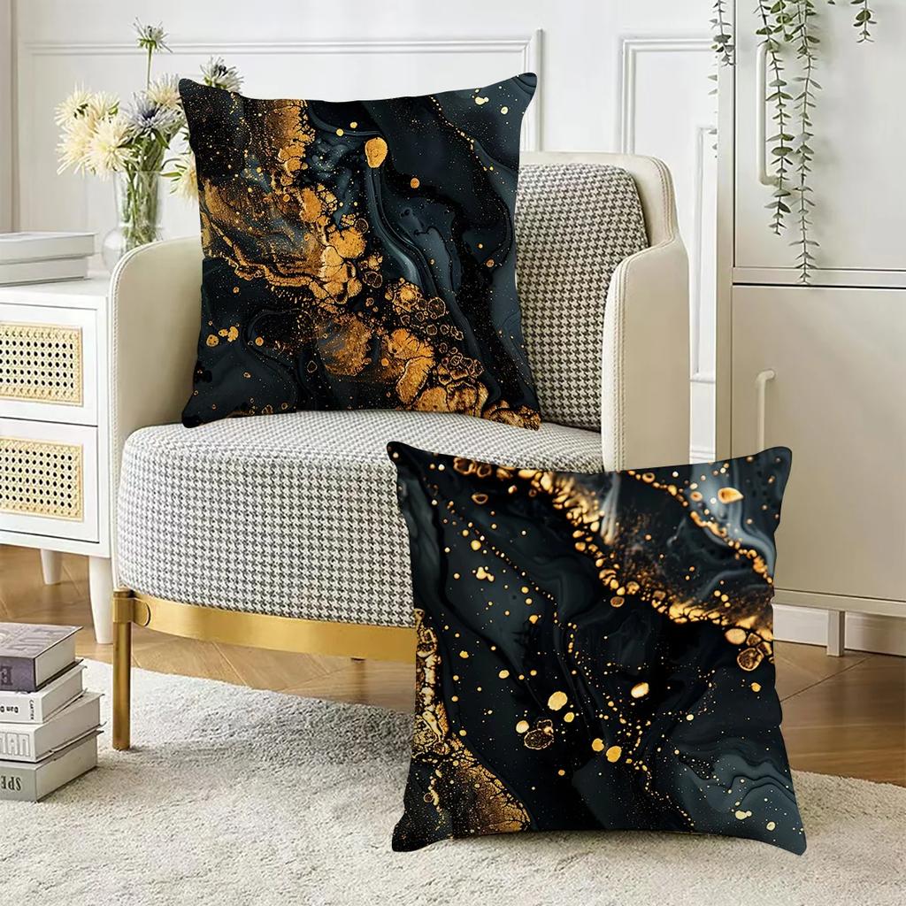 Gold marble pattern pillowcase, pillowcase ultra-soft polyester material living room sofa back car pillowcase decoration