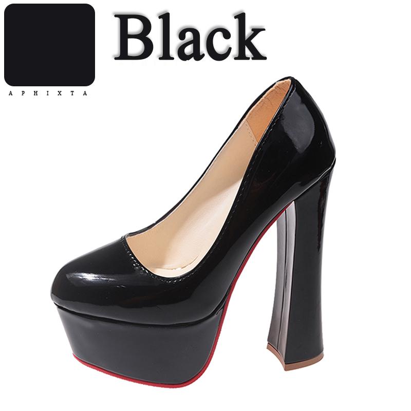 Fashion Aphixta Super High Heels 16.5cm Chunky Heels 5.5cm Platform Pumps Double Color Blocking Women Party Dance Pumps
