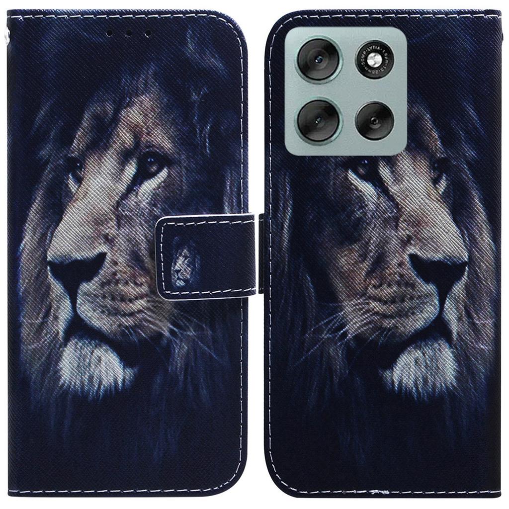 Handyhülle aus Leder mit Musterprint für Motorola Moto G56 5G