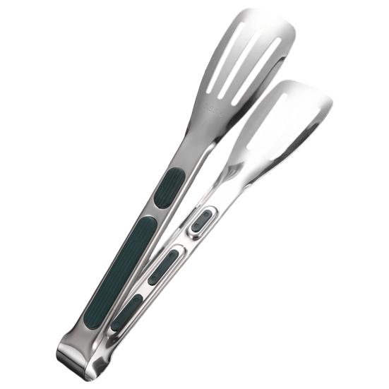 Stainless Steel Serving Tongs Heat Resistant Kitchen Tongs Non-Slip Food-Grade U-Shape Cooking Tongs for BBQ Buffet Bread Frying