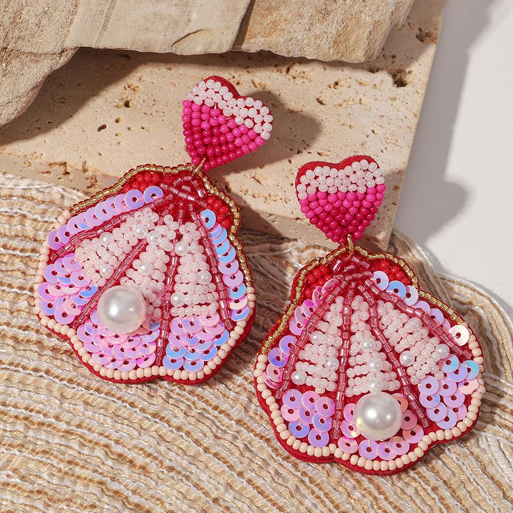 Orecchini Pendenti con Perline di Semi Stella Marina Aragosta Conchiglia Stile Bohémien per Donna Orecchini Animali Marini Fatti a Mano Gioielli Estivi da Spiaggia