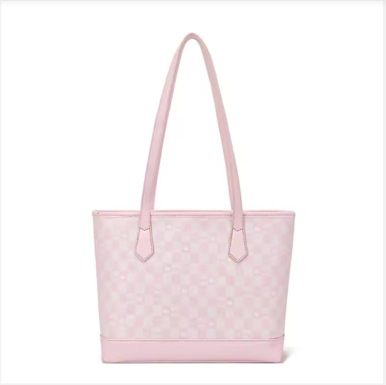 

Принтованная сумка-тоут Милая девушка Розовая Большая вместимость Женская сумка через плечо для通勤 из искусственной кожи 35*25*11CM