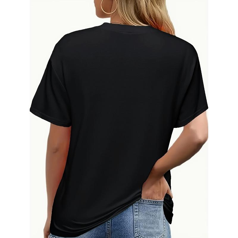 European sizes Lightweight & Breathable Women's Casual Alphabet-Print Tee - Versatile, Easy-Care & Comfortable All-Season T-Shirt