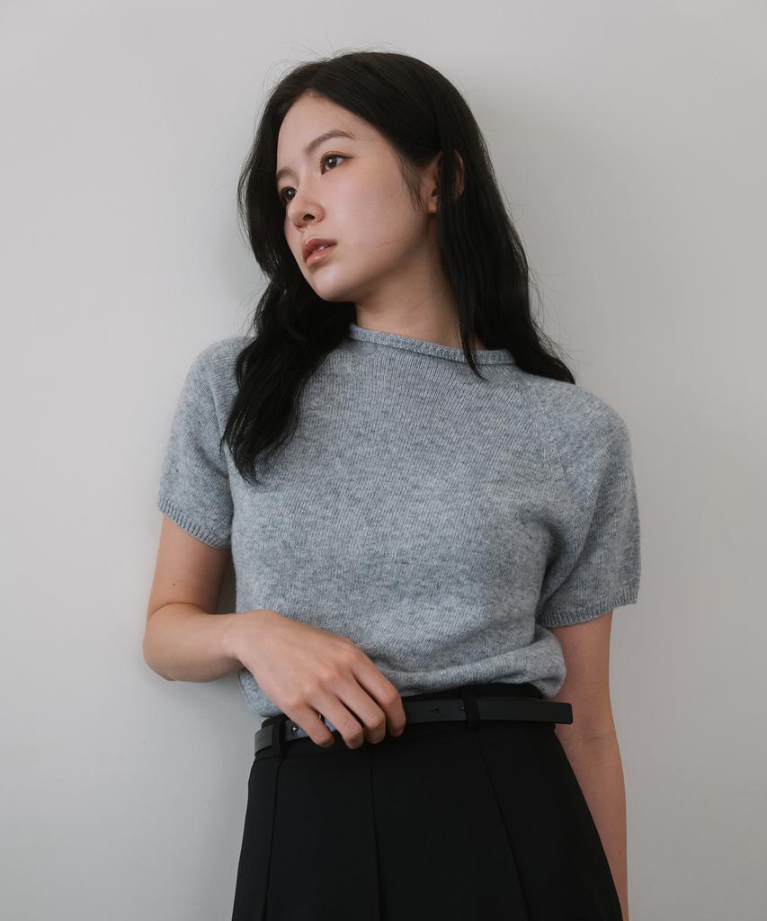 LAMINEZ Half Neck Wool Knit - Gray