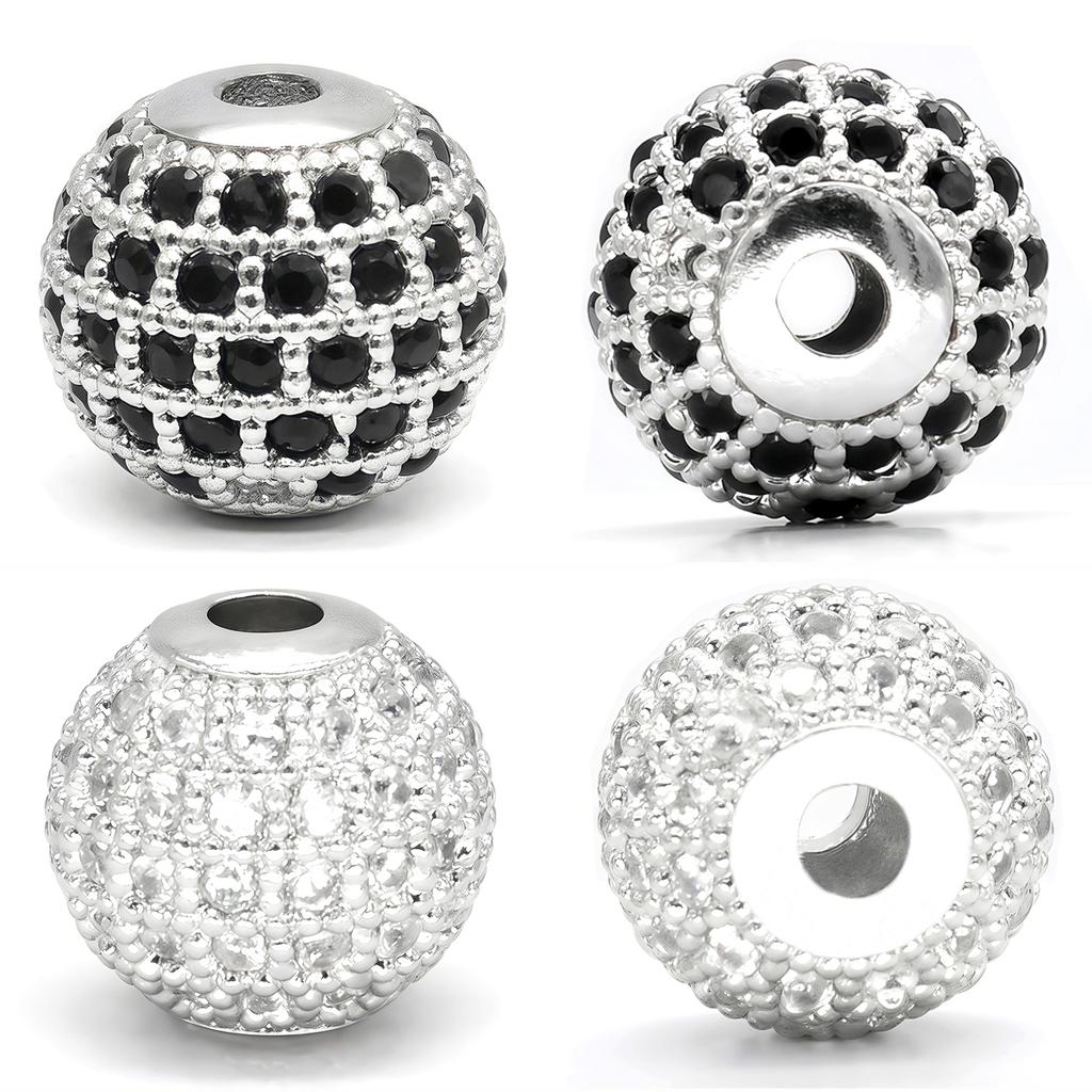 5 Stück Messingperlen Schmuckherstellung Strassbesetzt Zirkon Abstandshalterperlen 6-10mm für Charms Halskette Armband DIY