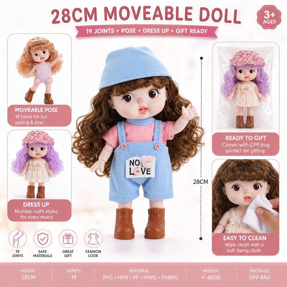 28cm 1/6 Scale Multi Joint Doll 19 Joints Movable Cute Emoticon Doll Birthday Gifts