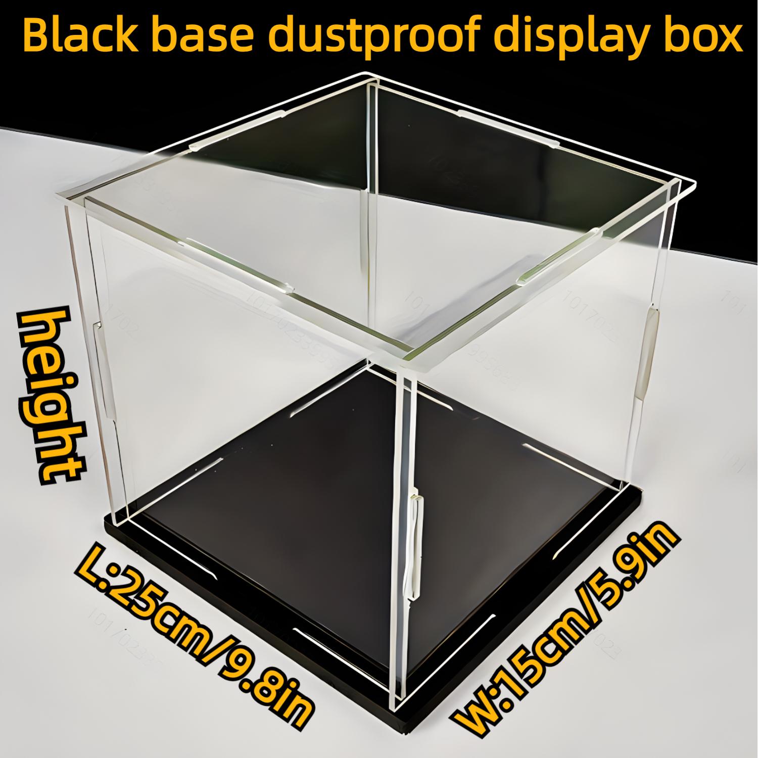 

1 шт., черная акриловая демонстрационная коробка, подходит для игрушечных кукол, предметов коллекционирования и простых в сборке пылезащитных коробок для хранения height 15cm