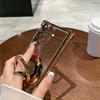 For Samsung S25 S24 S23 Ultra Luxury Holder Stand Plating Frame Transparent Phone Case For Samsung Galaxy S22 Plus A16 A53 Cover