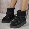 Women's Ankle Boots Winter Platform Snow Boots  Fur Flats Casual Shoes Designer Lace Up Plush Sneaker Non-Slip Botas Mujer