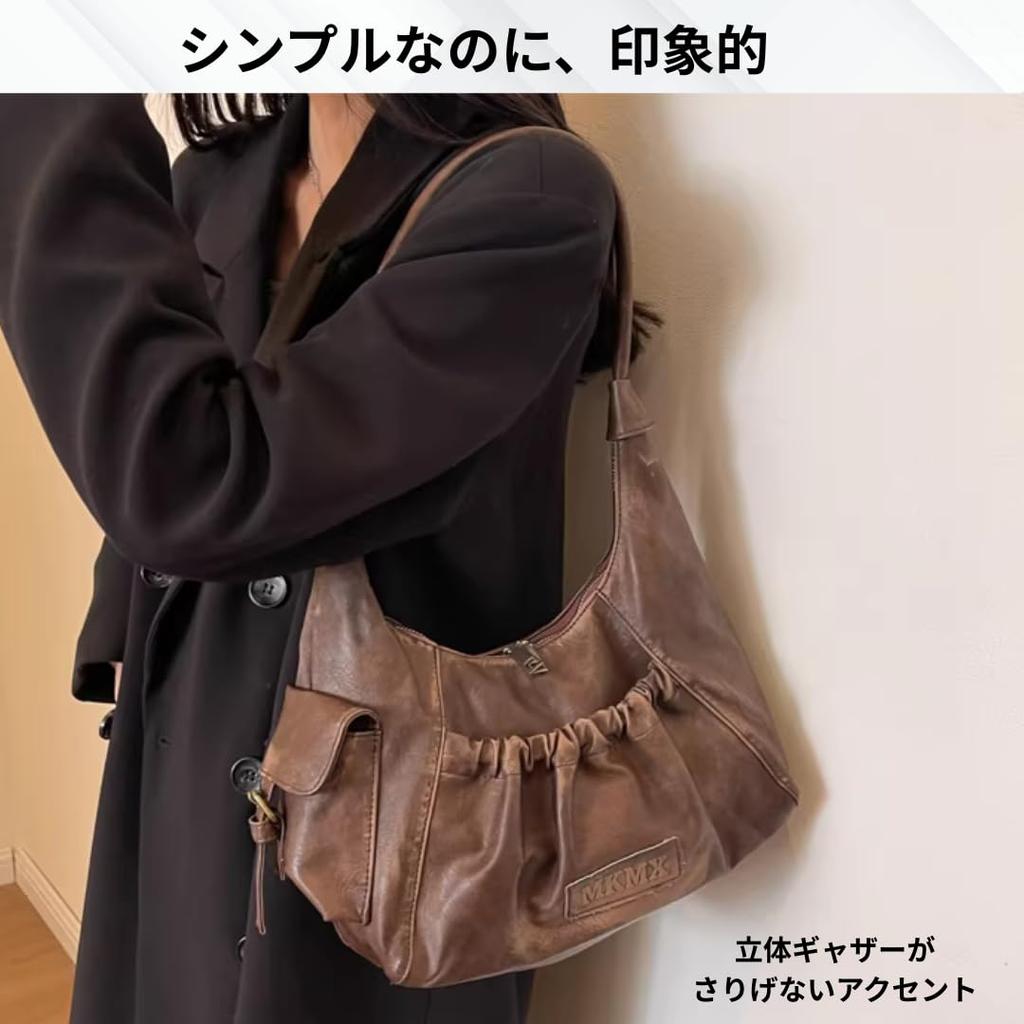 Liebendo Women's Leather Shoulder Bag, Large Capacity, Lightweight, Retro Design, Half Moon Design, Popular and Stylish (Black)